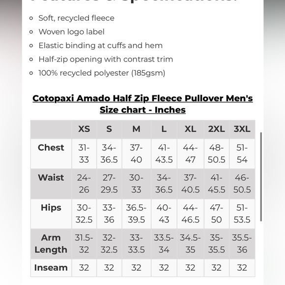 Cotopaxi Amado half zip fleece pullover men’s - Picture 2 of 5